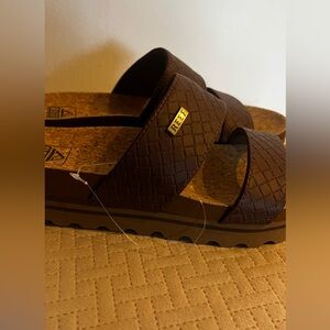Reef Brown Double-strap Cork Footbed Slides